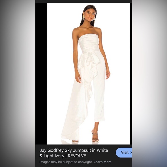 JAYGODFREY Elegant Strapless White Jumpsuit - Picture 2 of 10